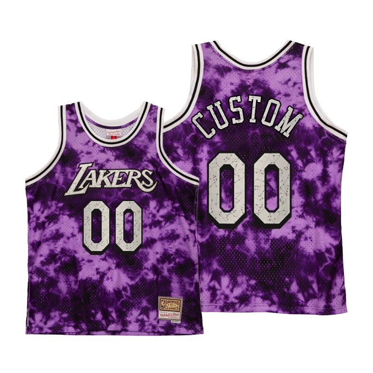 Men's Los Angeles Lakers Custom #00 NBA Galaxy Constellation Hardwood Classics Purple Basketball Jersey THL8183SK